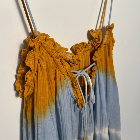 148. Zara orange blue tie dye maxi 100% cotton sz US M fits large - Picture 5 of 9